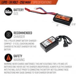 Batteries Valken LiPo 7.4v 250mAh 25C HPA Battery (JST)