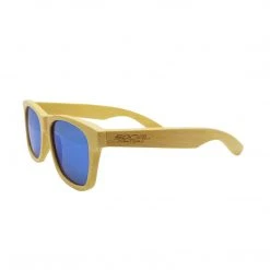 Social Paintball Bamboo Wood Sunglasses, Blue Mirror Lens